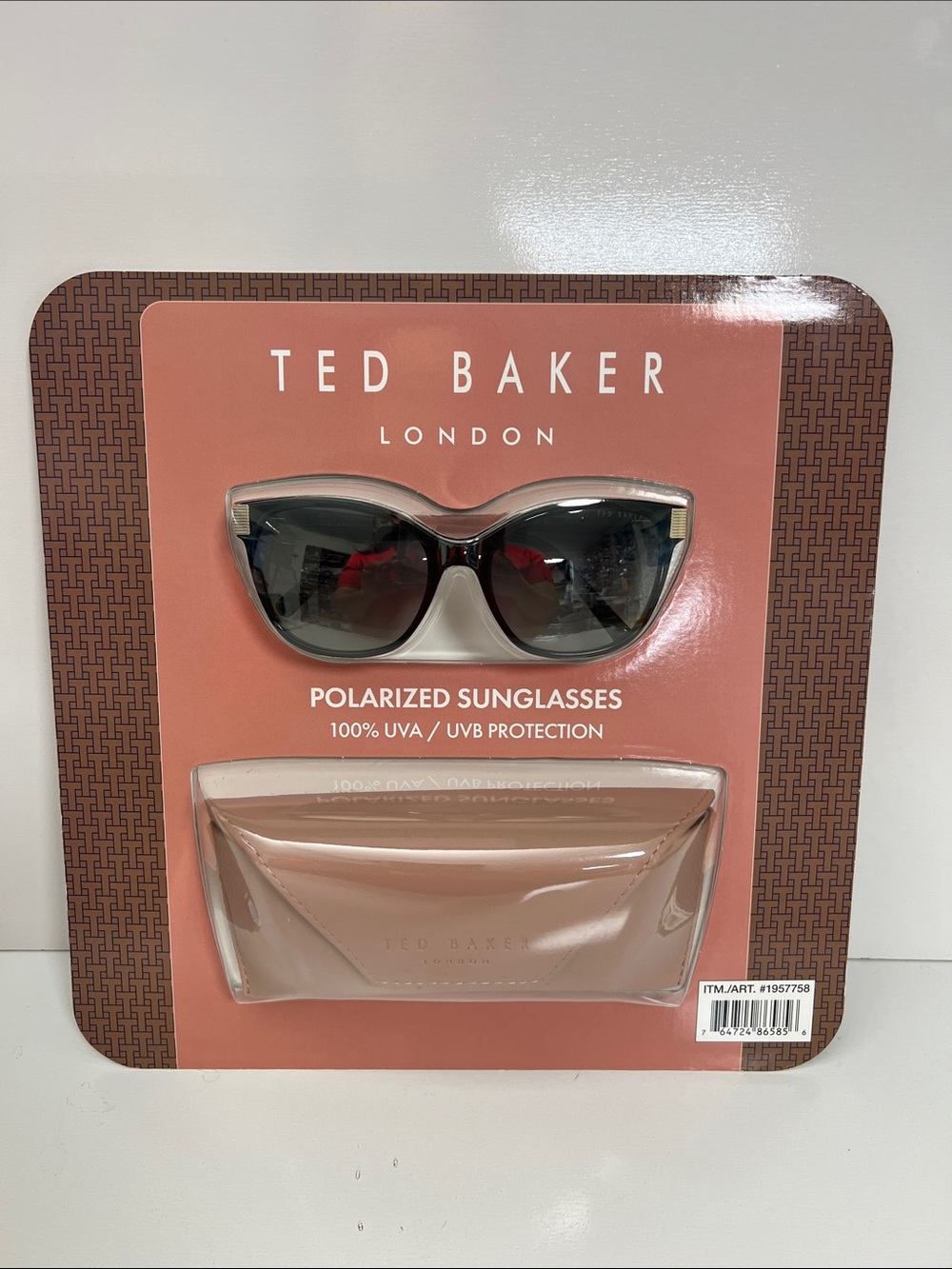 Ted Baker Cat-Eye Sunglasses in Black with Pale Pink Case